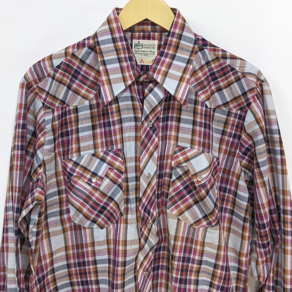 Plaid Wester Pearl Button Down, K- Mart, Vintage, Medium - Picture 1 of 16